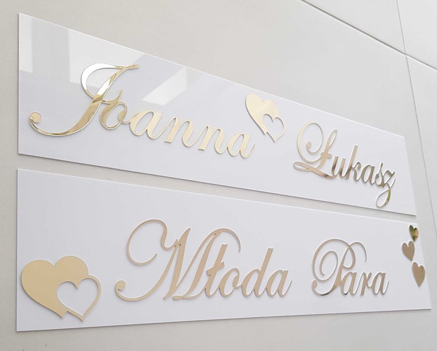 Dekoracja na auto ślubne rejestracja personalizowana