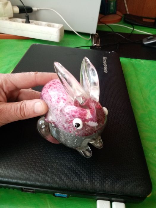 Сувенір.Муранське скло.Заєць скляний.Вінтаж