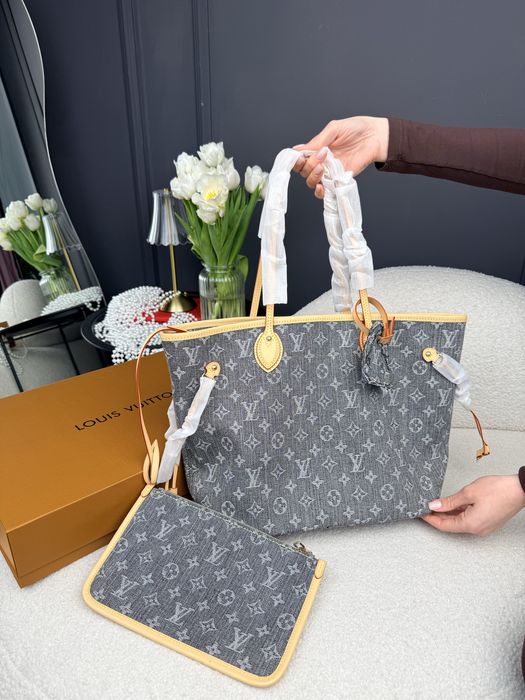 Louis Vuitton Neverfull MM Monogram Denim Monogram / сумка луї вітон