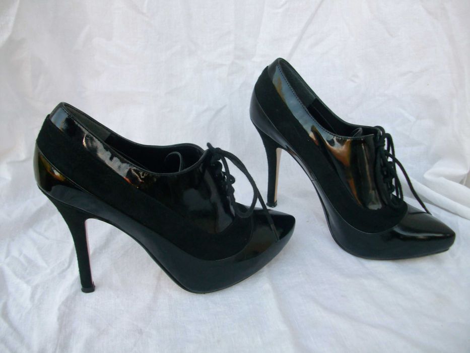 Dune Original skórzane botki szpilki sznurówki lakierki zamsz 37