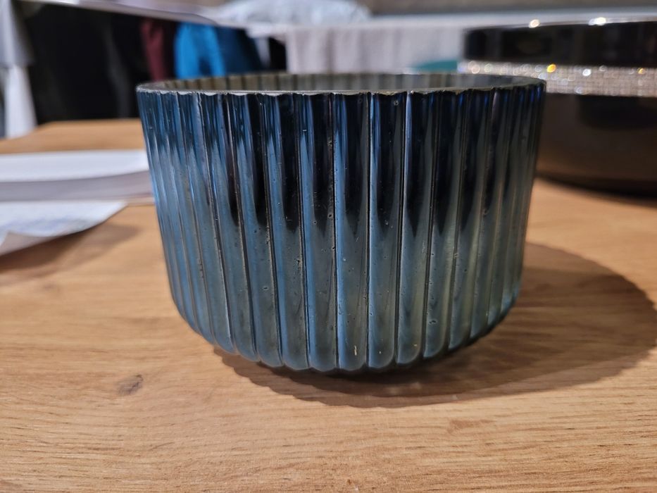 Osłonka szklany pojemnik świecznik granatowy