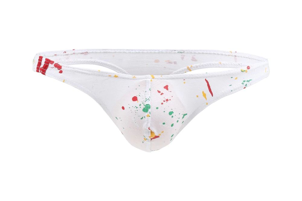 Męskie Bawełniane Stringi z Kolorowym Wzorem Graffiti - XL