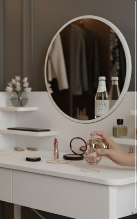 Toaletka kosmetyczna biała toaletka nowoczesna z lustrem i szufladami