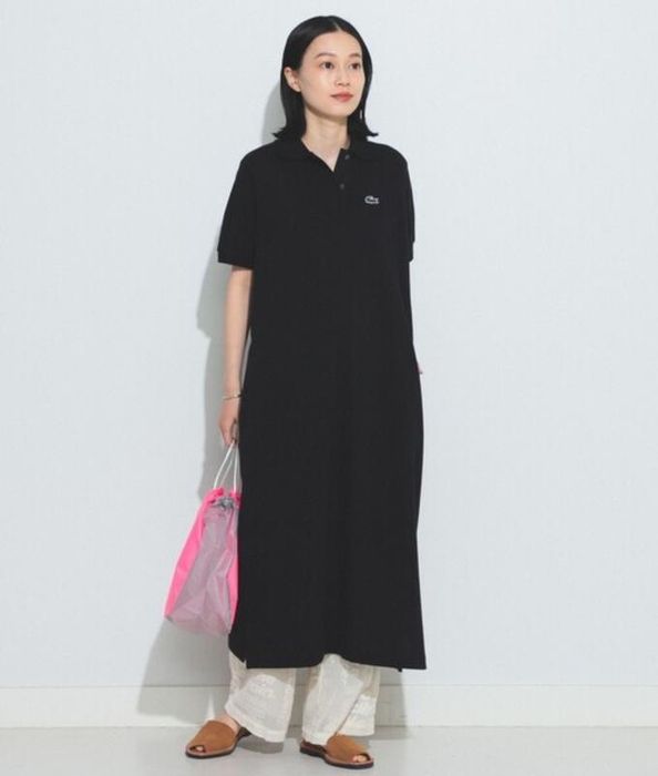 Черное платье оверсайз поло lacoste чорна сукня поло м