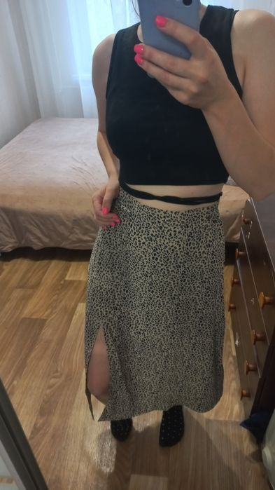 Спідниця Юбка леопард нова з розрізом