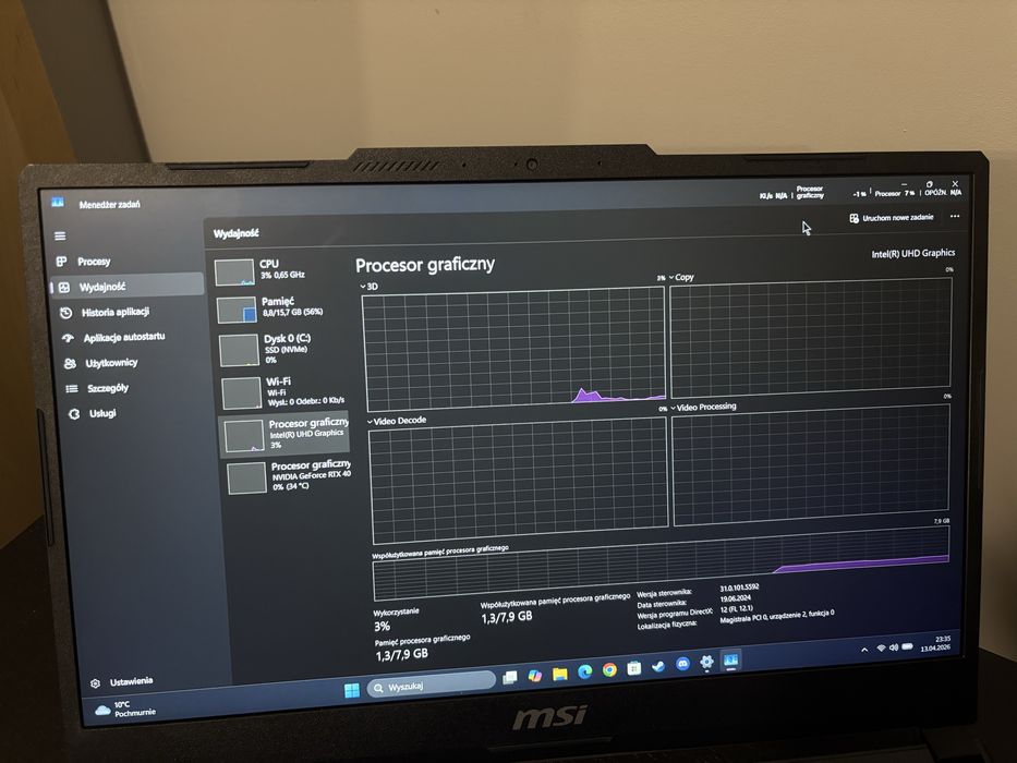 MSI Cyborg 15 A12V | i5 / RTX 4050 | 16GB RAM | Gamingowy