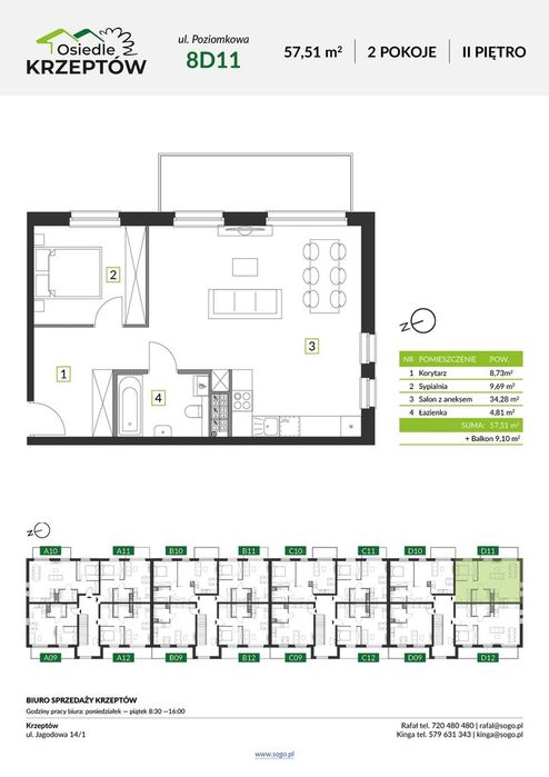 57,51m² +strych 39m² +BALKON 9,10 m²+M.PARKING.-pod Wrocławiem+las