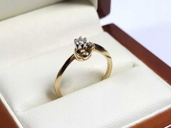 Cudowny zloty pierścionek z brylantem 1,93 585 R12