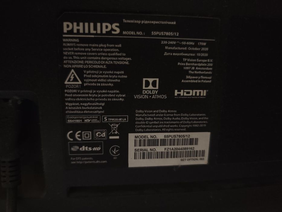 Telewizor Philips 55PUS7805/12 55” 4K Ambilight – sprawny