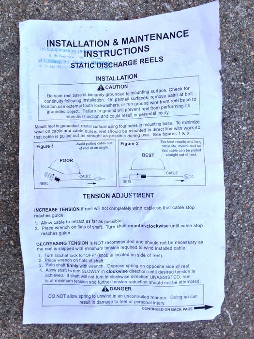 Enrolador / Carretel de Descarga Electroestática (Ligação á Terra)