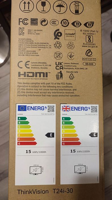 Monitor Lenovo 23,8" ThinkVision T24i-30