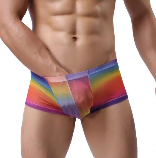 Męskie przeźroczyste bokserki w kolorach tęczy - LGBT tęcza - L