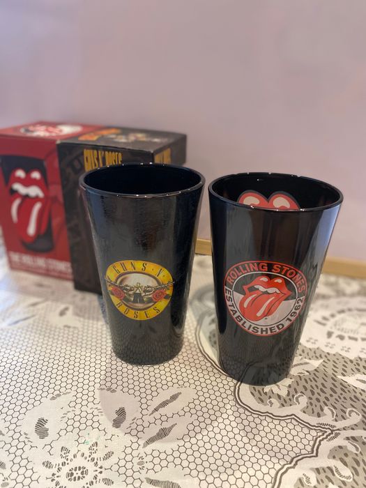 Copos vidros Guns N Roses e Rolling Stones