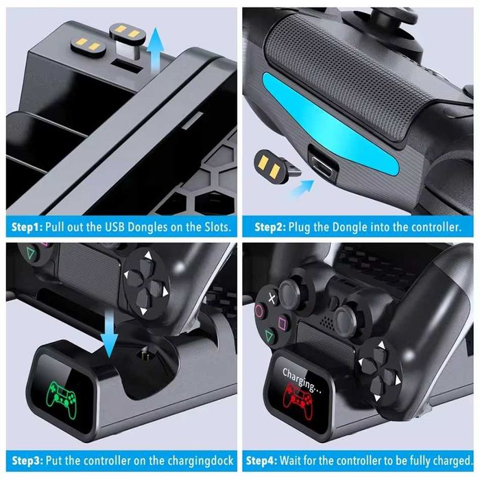 Підставка охолодження DOBE Playstation 4/Slim/Pro зарядка контролерів