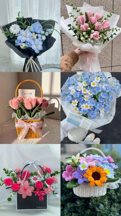 Букети квіти ручної роботи з синельного дроту