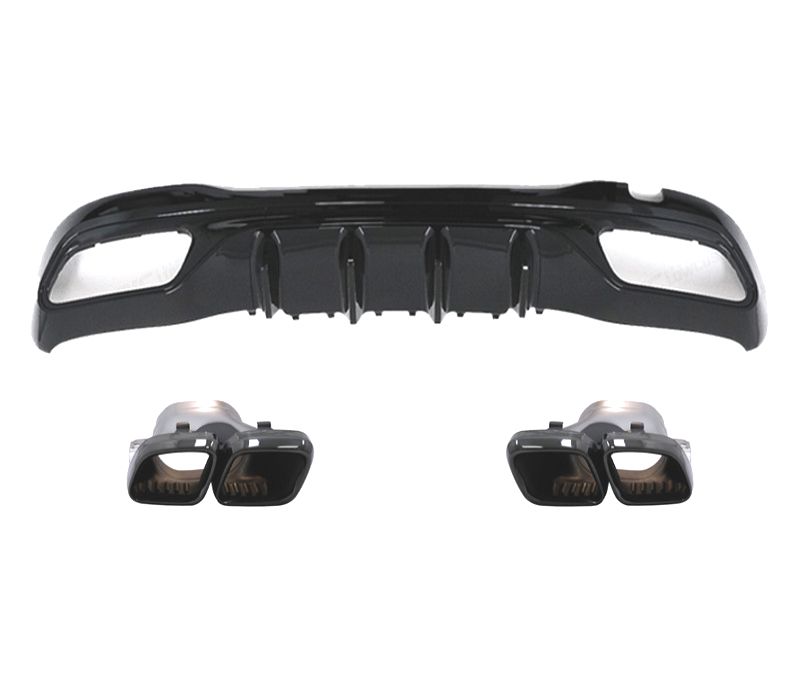 DIFUSOR MERCEDES W206 AMG 21- LOOK C63 + PONTEIRAS DE ESCAPE PRETAS