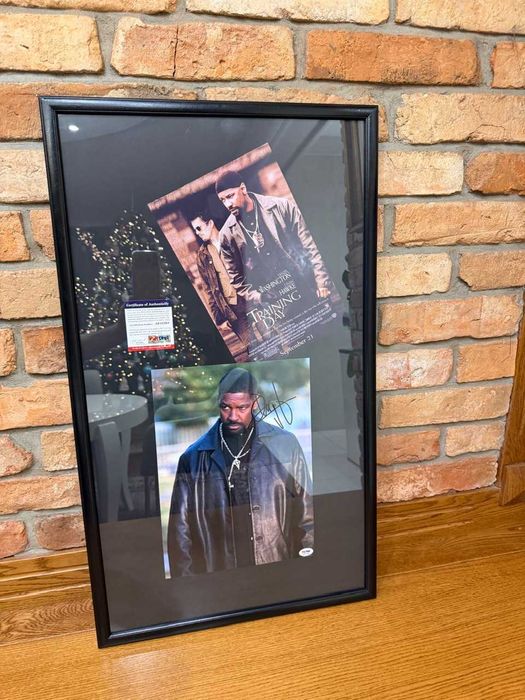 Oryginalne zdjęcie plakat z autografem Denzel Washington DZIEŃ PRÓBY