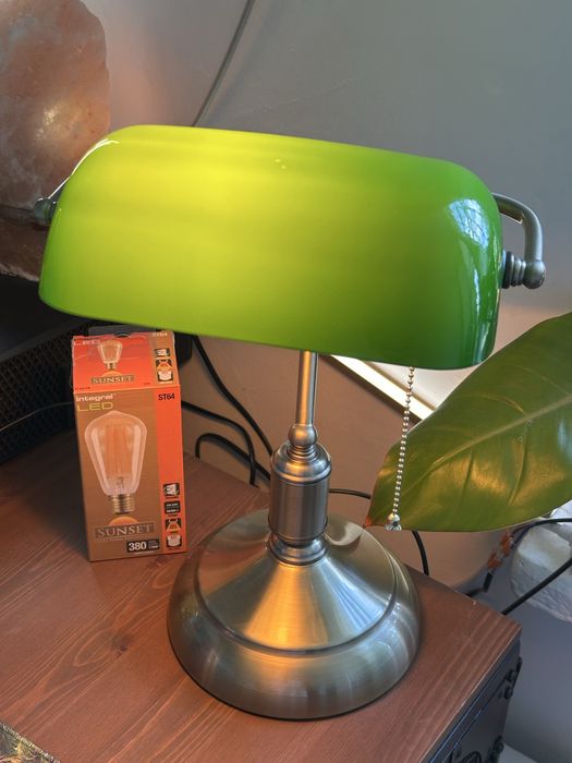 Elegancka Lampa led Bankierska Retro szklana