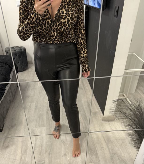 Skorzane spodnie zara xl