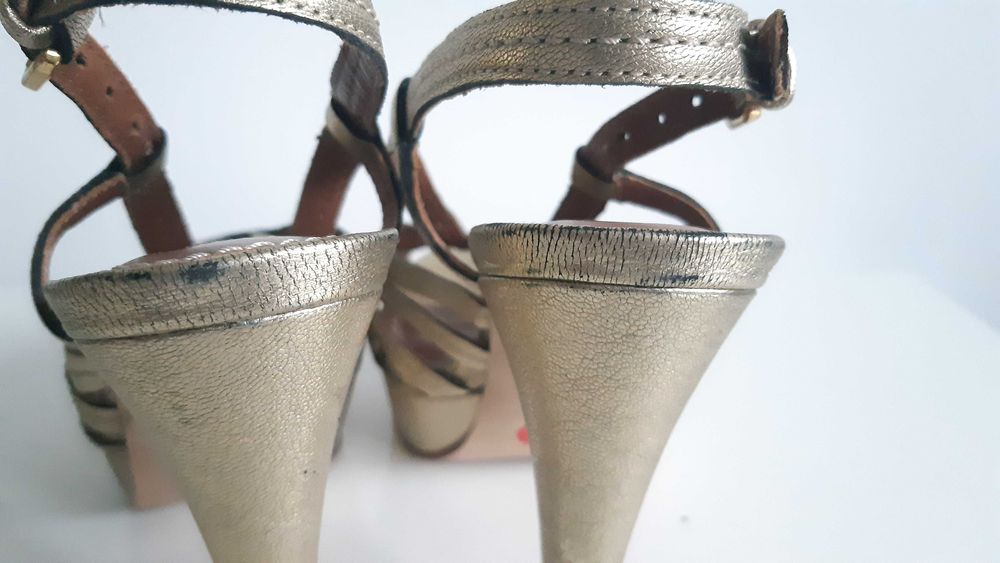 złote buty sandałki na szpilce wysoki obcas złoto ZARA 37
