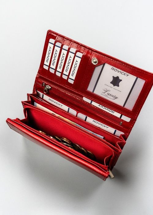 Skórzany portfel damski w orientacji poziomej na zatrzask - 4U Cavaldi