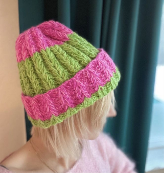 Chunky czapka beanie recznie robiona 100% wełna