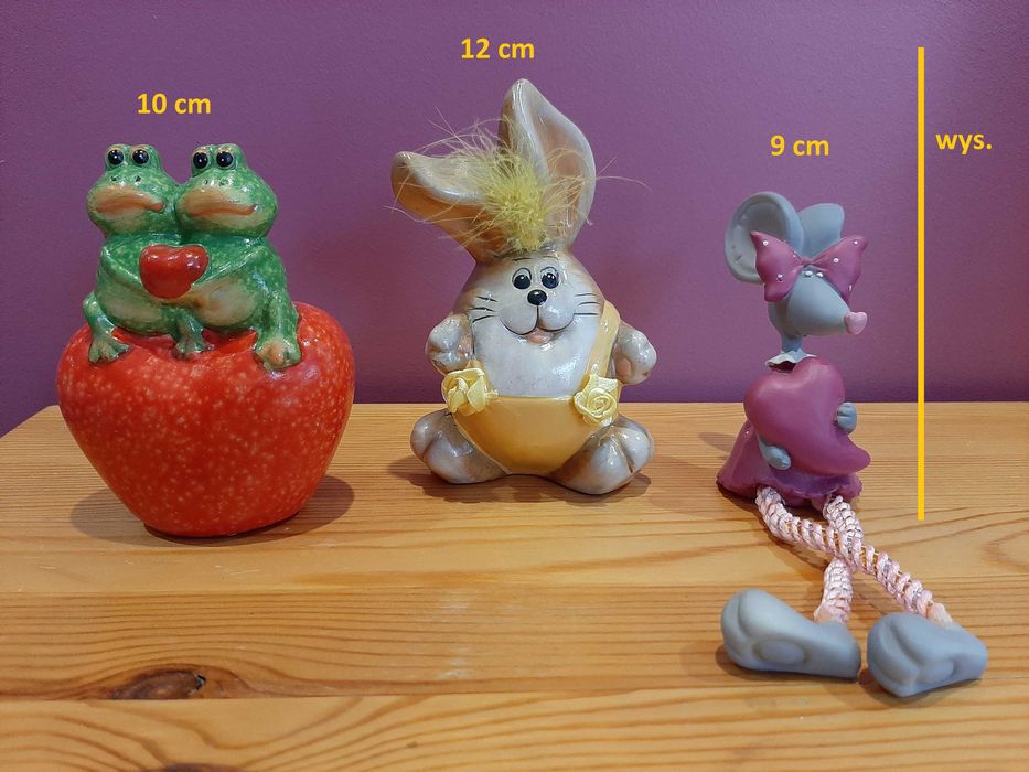 Figurka ceramiczna zając, mysz, żaby