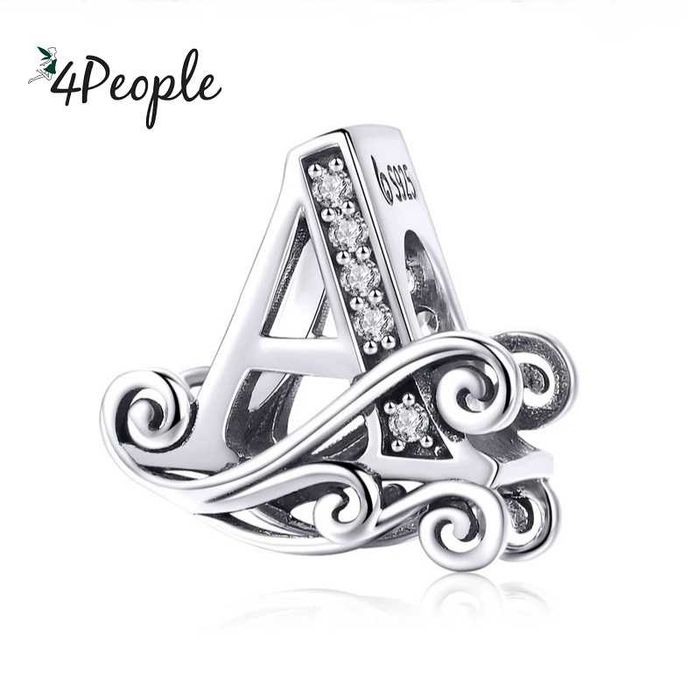 8 szt Zawieszka Charms Literka A Litera Alfabet Srebro
