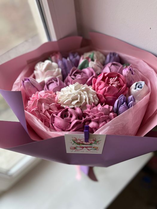 Подарок, зефирный букет, зефір, цветы, зефир