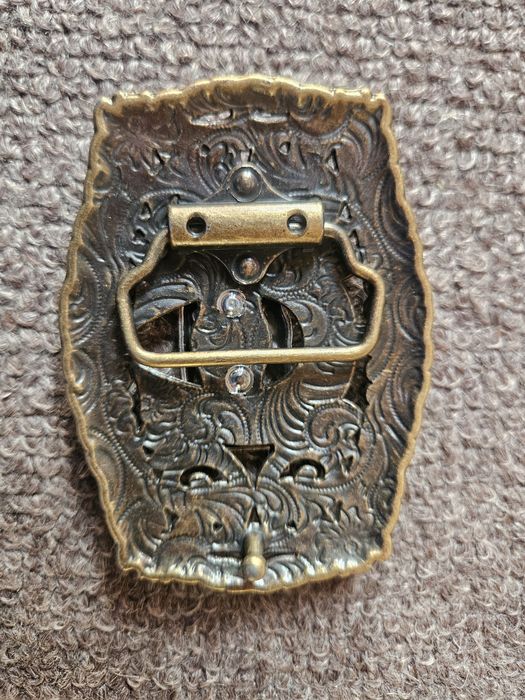 Nowa klamra kowbojska gruby metal zdobiona USA Texas Western