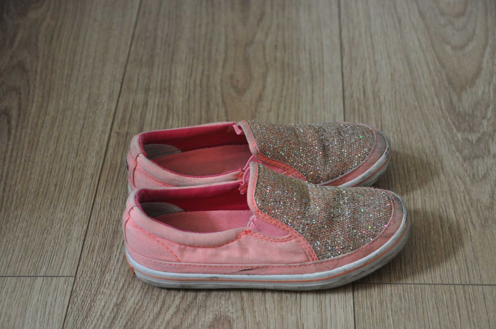 Różowe brokatowe trampki Tommy Hilfiger 29 wsuwane slip on