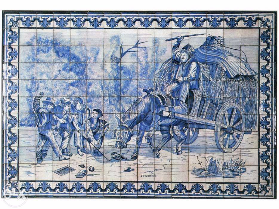 Azulejo antigo pintado à mão
