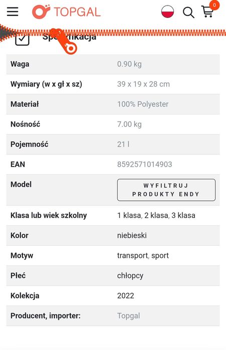 Plecak Topgal  1-3