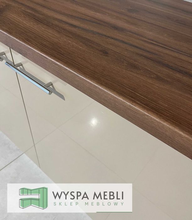 NOWA kuchnia narożna połysk biały szary cappucino  230x370 cm kuchenne