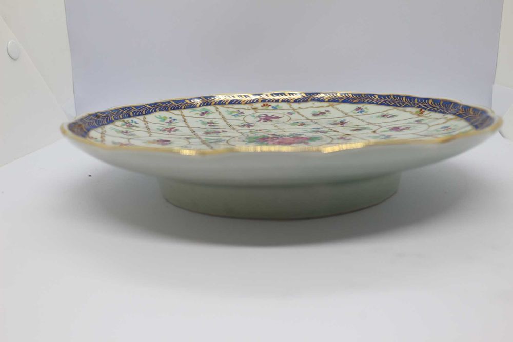 Prato c pé porcelana chinesa Companhia Índias decoração floral XX 26c