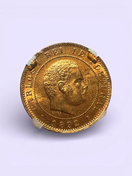 1892 -  D. Carlos 10 Reis GENI MS64 RD