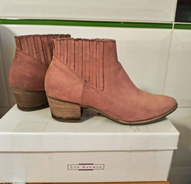 Różowe botki RYŁKO roz.38/24,5 cm SKÓRA