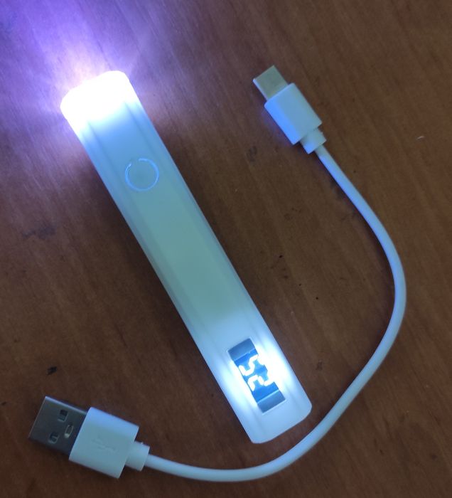 Ультрафіолетова LED лампа ліхтарик для сушіння нігтів на акумуляторі.Біла