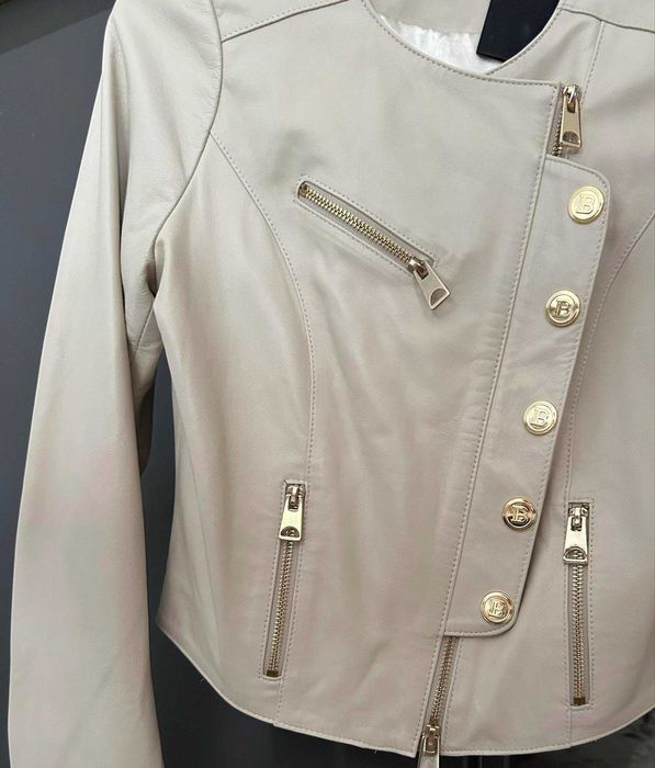 Balmain  kurtka balmain  jacket skóra naturalna cielęca