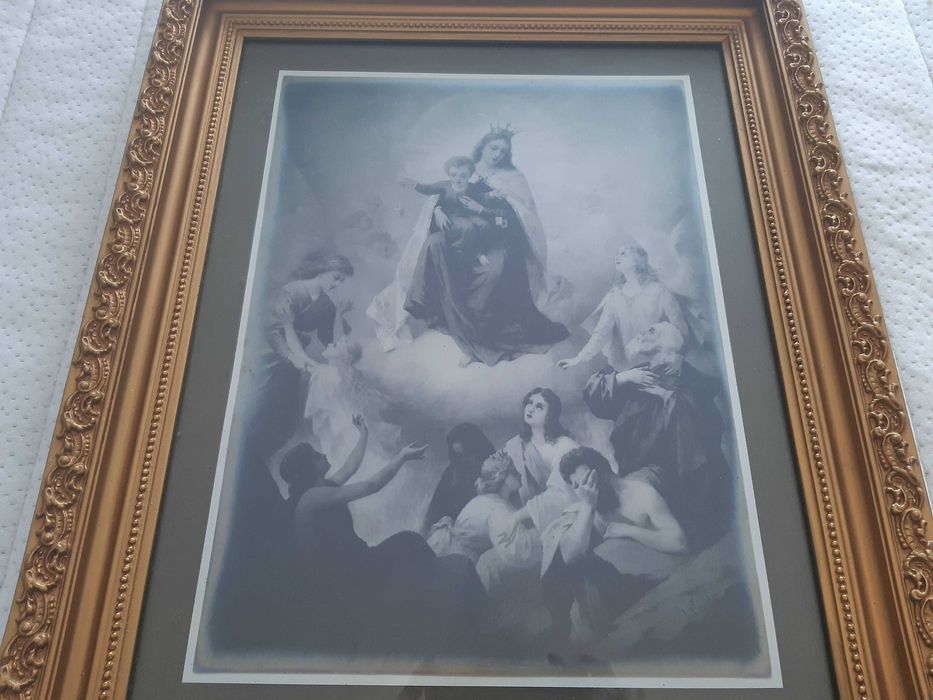 Quadro, ano 1950, com moldura madeira, excelente estado conservação