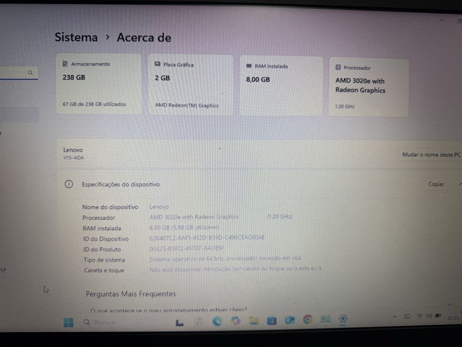 Portatil lenovo  v15-ADA