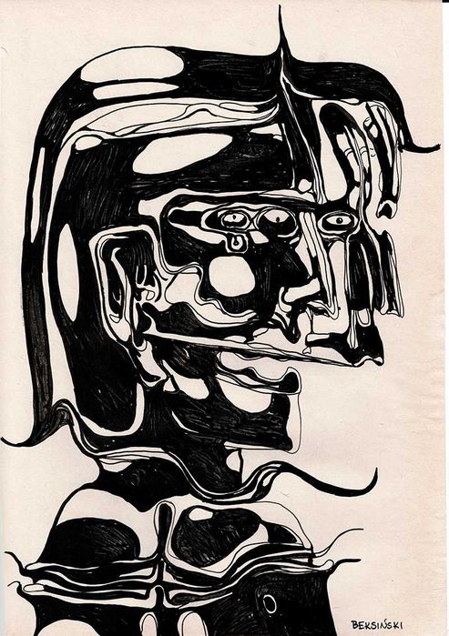 Beksiński - stary rysunek tuszem - POLECAM !!!