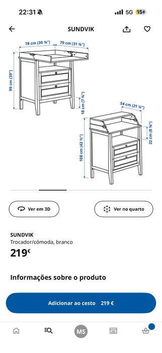 Muda Fraldas com comoda Ikea