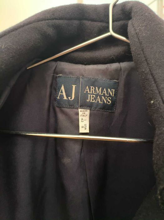 Casaco Peacoat Vintage Armani Jeans Anos 90 Azul-Marinho - Tam IT 42 / US 8 (Made in Italy)