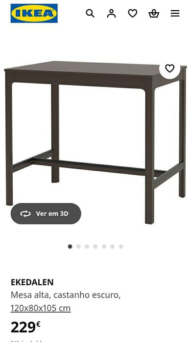 Mesa alta de madeira do IKEA
