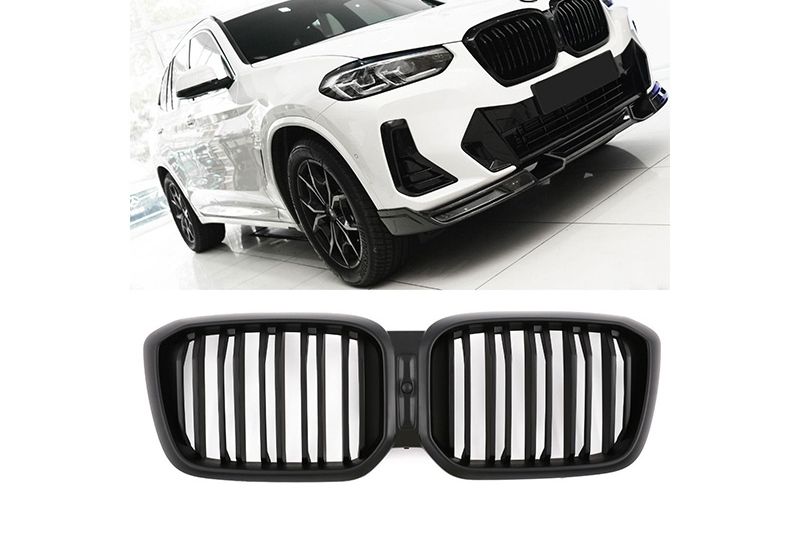 GRELHA DIANTEIRA LAMA DUPLA PRETO FOSCO PARA BMW X3 X4 G01/G02 2022--
