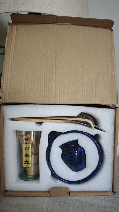 Premium ceramiczny zestaw do matchy głęboki niebieski marmur NOWY
