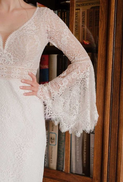 Suknia ślubna  | Boho | Koronka | Rozmiar 34/36