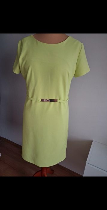 Sukienka seledynowa twarzowa letnia piękna nowa r 44