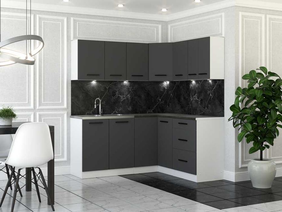 Meble Kuchenne Nowoczesne Narożne Modułowe 3.2m Z Blatem I Uchwytami